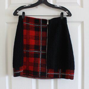 M Missoni Plaid Red and Black Wool Mini Skirt Mixed Media